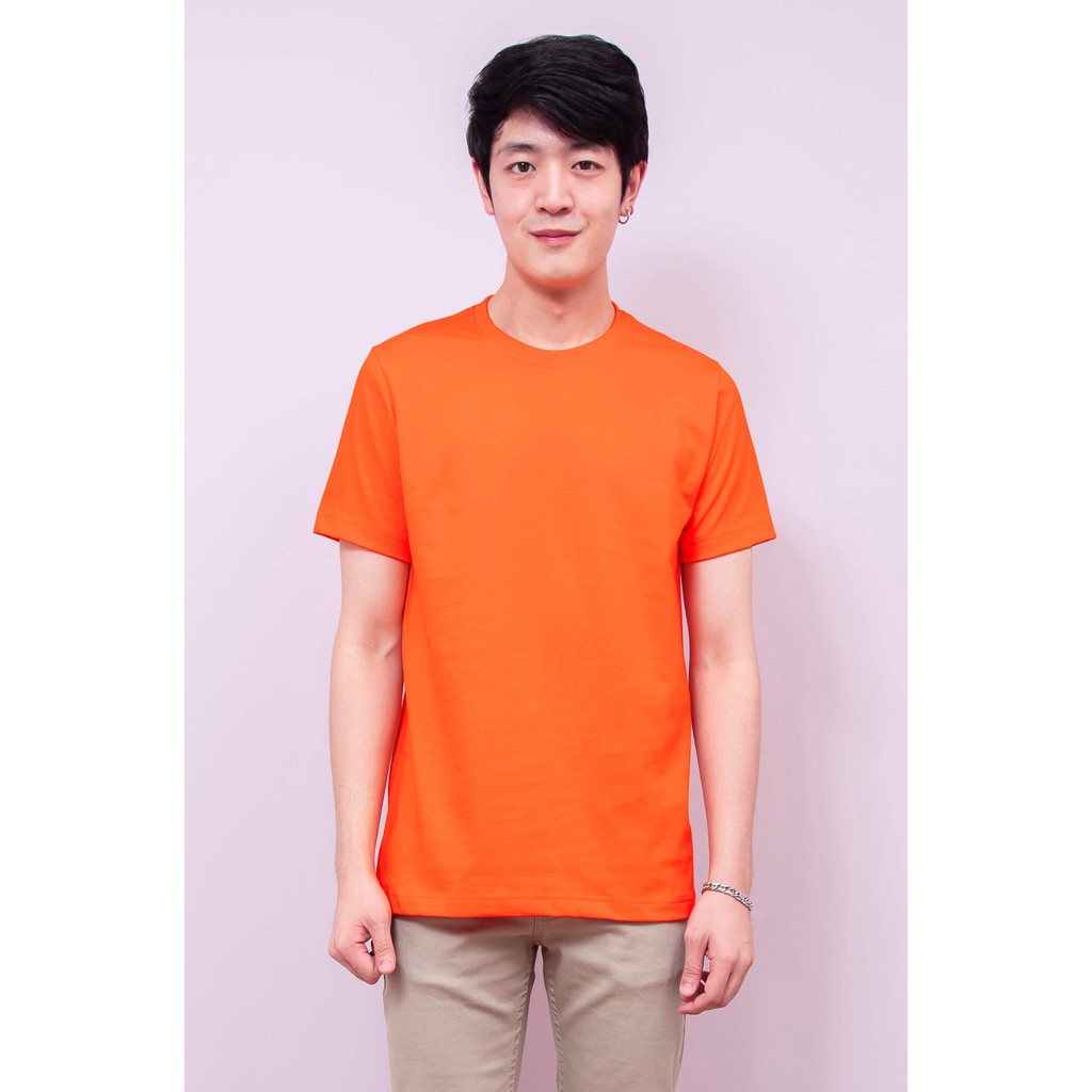 เสื้อยืด OV101 คอกลม ผ้าCotton100% 32 เนื้อนุ่ม ใส่สบาย สีส้ม