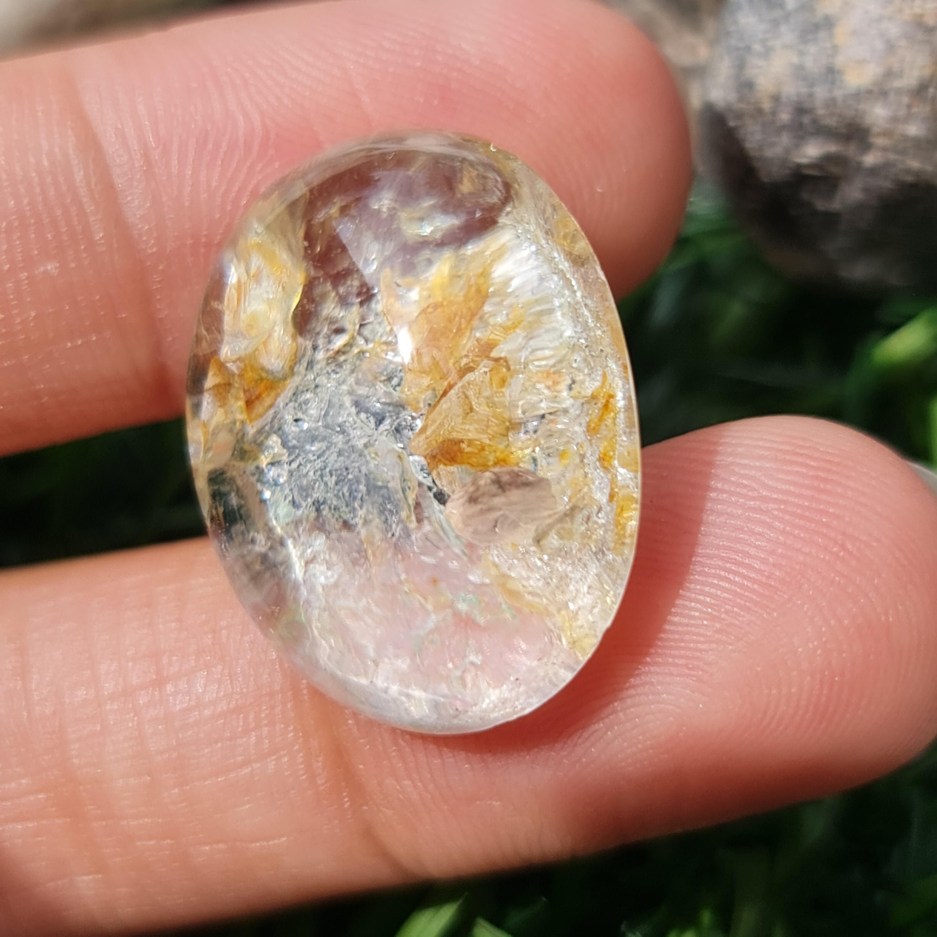 โป่งข่าม ควอตซ์ Rutilated Quartz 31.59 กะรัต Cts. พลอยแท้ อัญมณีมงคลประจําวันเกิด เครื่องประดับพลอย