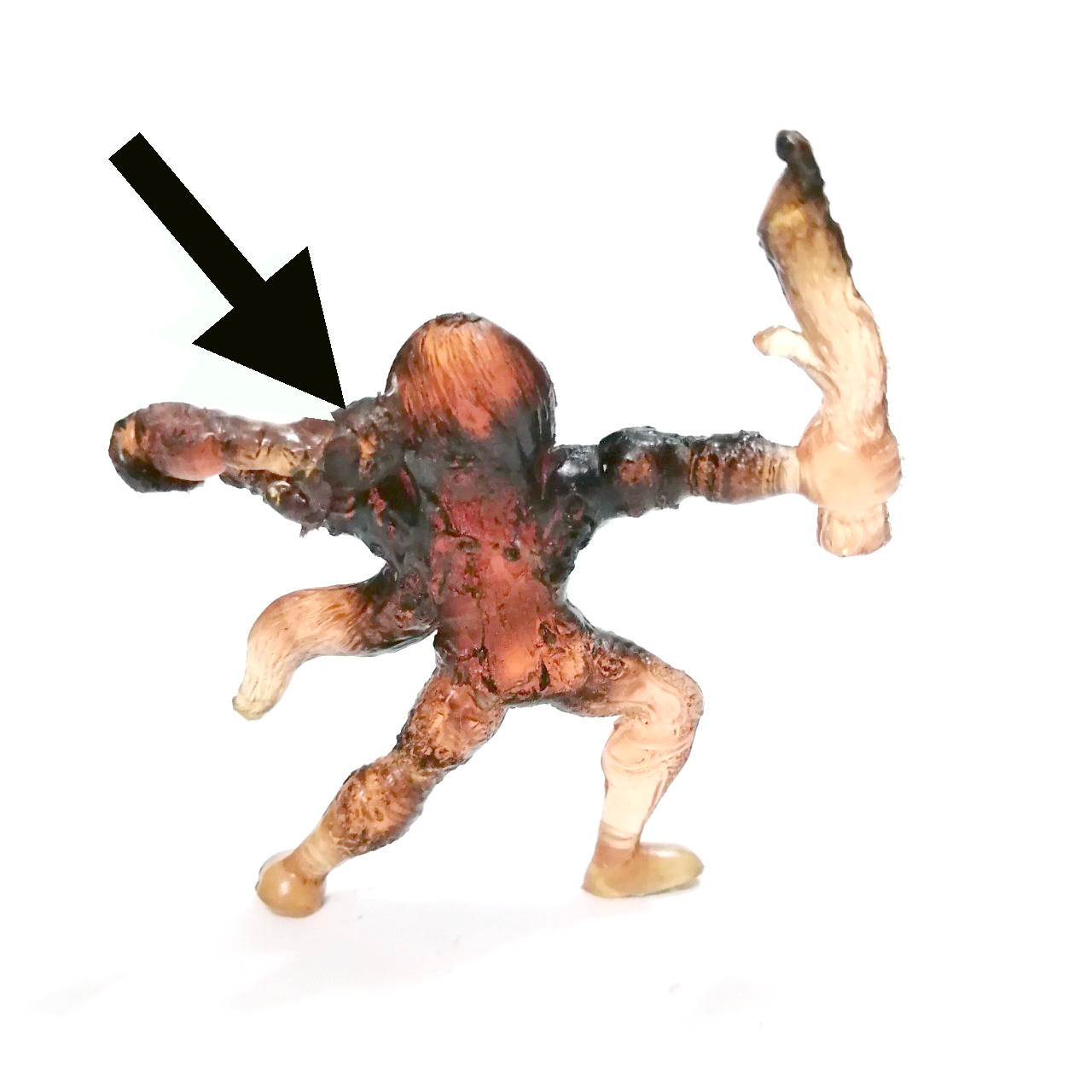 ตุ๊กตุ่นยางแอ๊นท์ เมกาโล่แมน สีส้มขนาด2-3นิ้ว เก่าเก็บตามสภาพ ***มีรอยถูกตัดต่อแขนขา