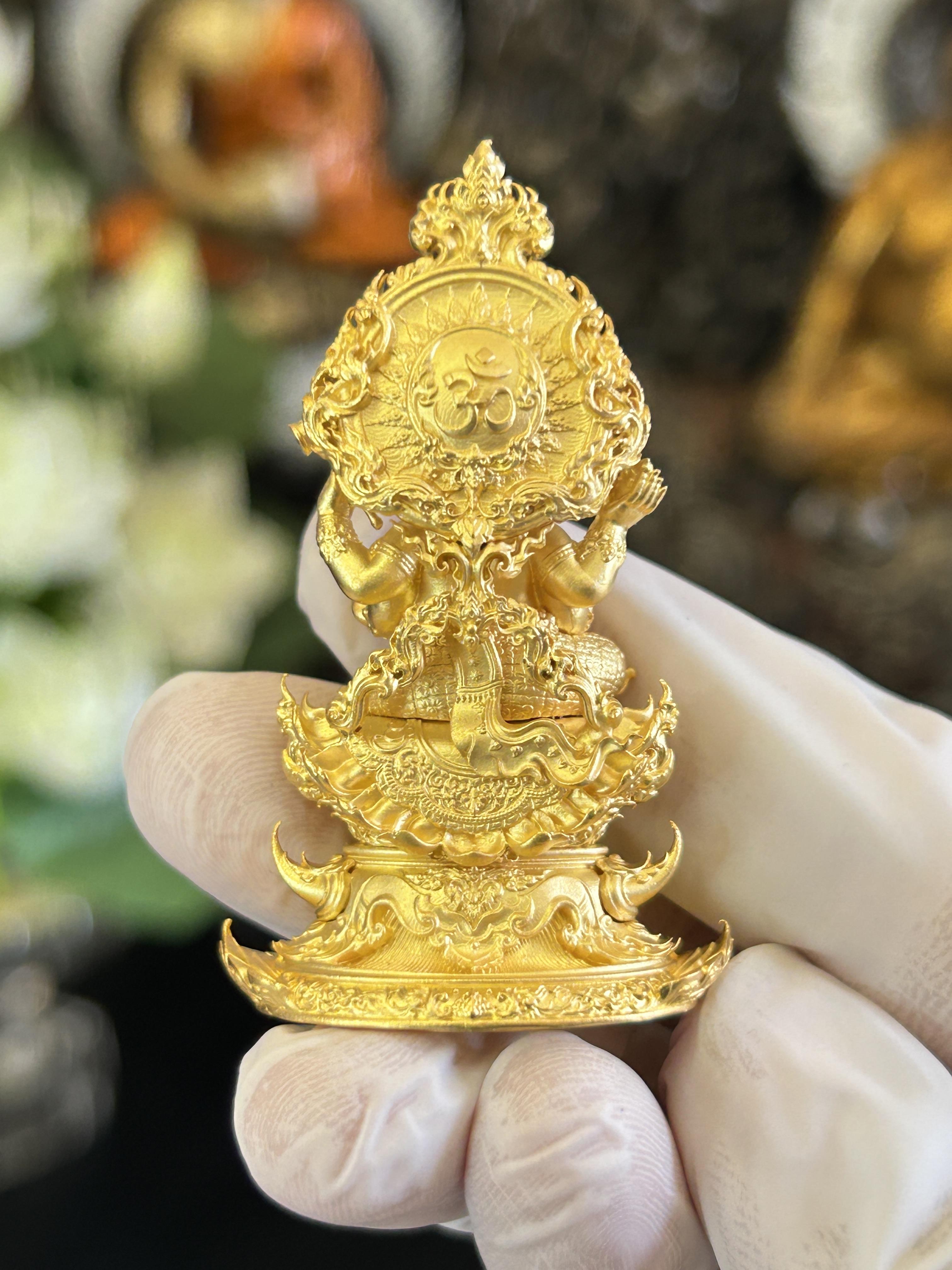 พระพิฆเนศรุ่นสุขสำเร็จนิรันดร์ เนื้อบรอนซ์ชุบทอง