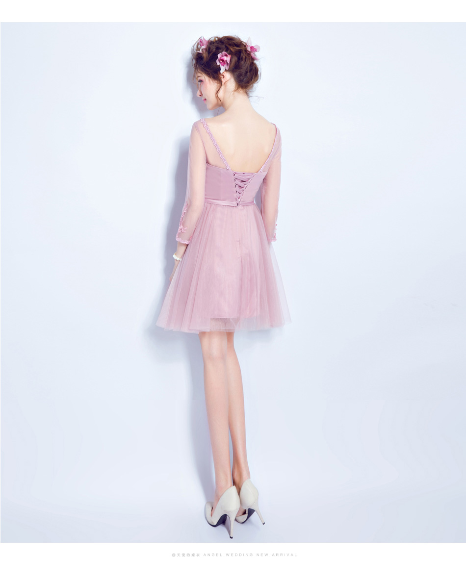 Pre-order ชุดเพื่อนเจ้าสาว สีชมพูกลีบบัว กระโปรงตาข่าย เชือกผูกหลัง