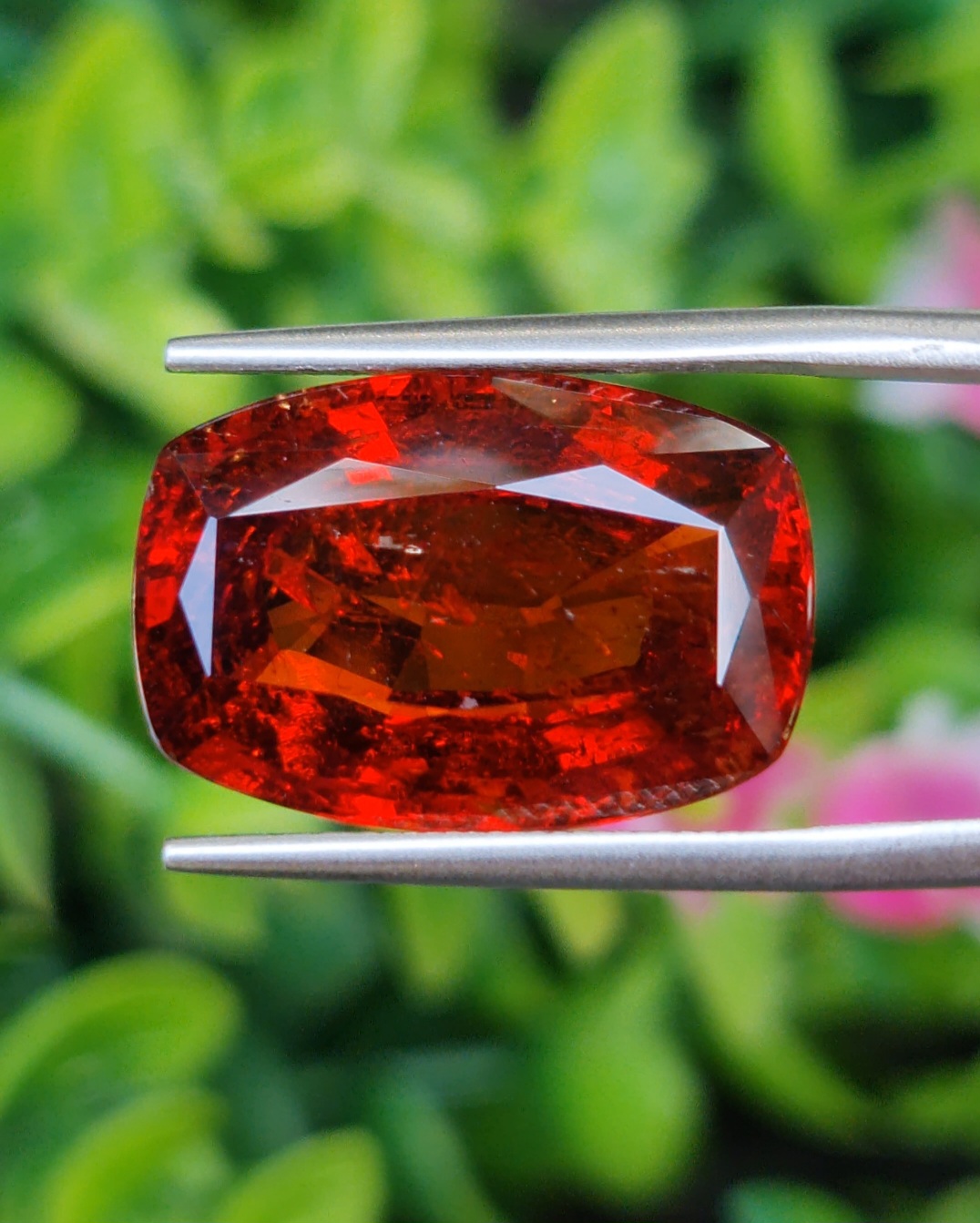 พลอย สเปสซาร์ไทต์ Spessartite Garnet 18.28 กะรัต Cts. พลอยแท้ อัญมณีมงคลประจําวันเกิด เครื่องประดับพลอย