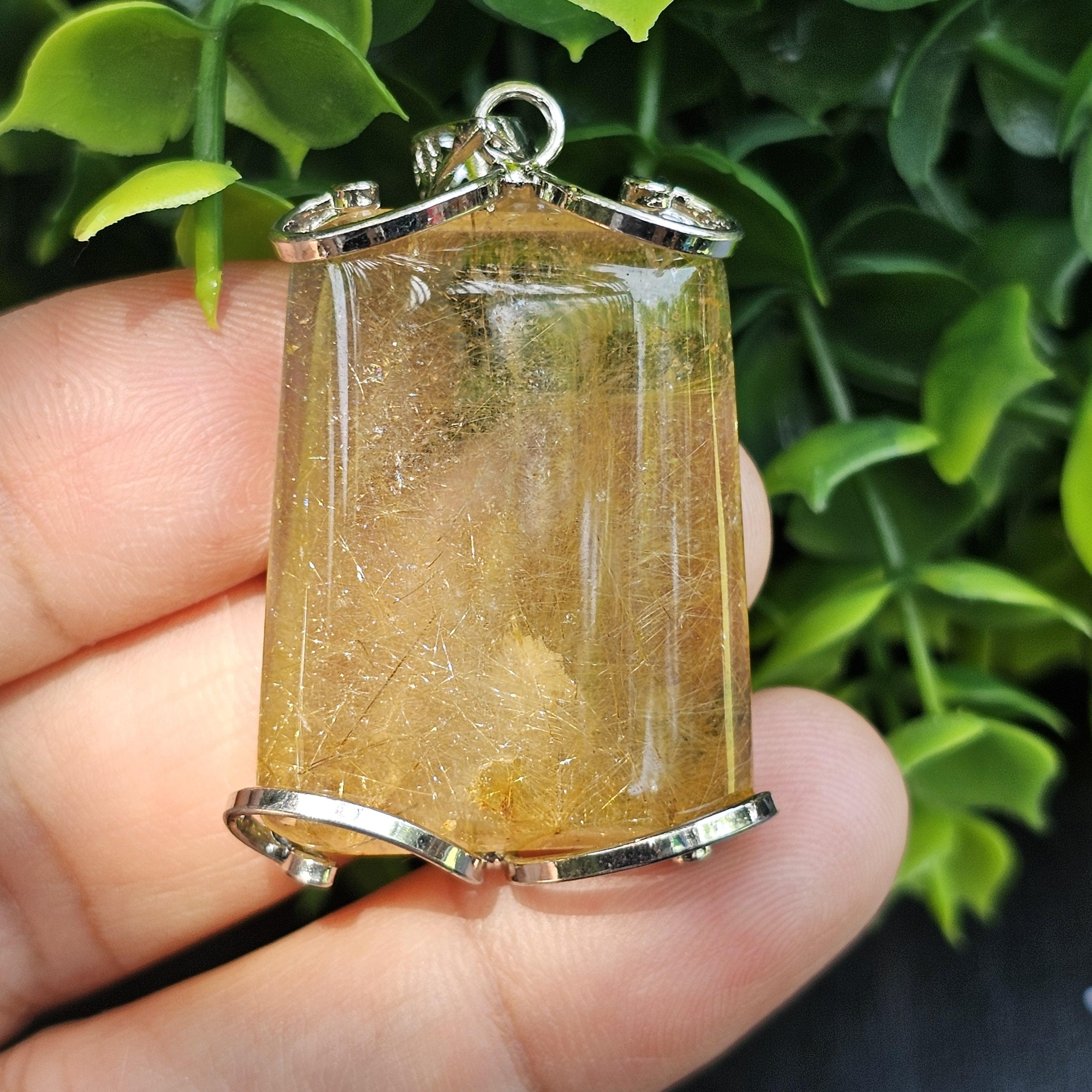 จี้ไหมทอง (Golden Rutilated Quartz) 16.34 กรัม g. พลอยแท้ อัญมณีมงคลประจําวันเกิด เครื่องประดับพลอย