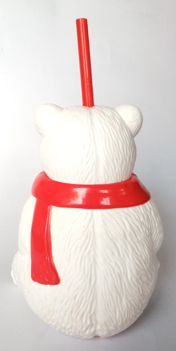 แก้วน้้ำ coca cola โคคา โคล่า โค้ก ของ SF มาสคอต หมีขาว ขนาดความสูง 1ฟุตรวมหลอด สามารถถอดส่วนหัวเติมน้ำได้ สภาพดีเก่าเก็บ สภาพงานสะสม