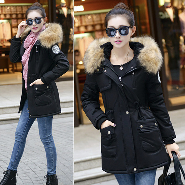 เสื้อโค้ทกันหนาวรุ่นหนาใส่ติดลบ ซับขนนุ่มเต็มตัว มีฮู้ดแต่งเฟอร์ถอดได้ (11719X)