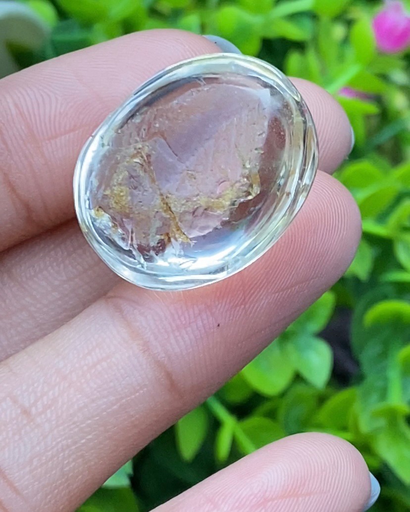 โป่งข่าม ควอตซ์ Rutilated Quartz 49.15 กะรัต Cts. พลอยแท้ อัญมณีมงคลประจําวันเกิด เครื่องประดับพลอย