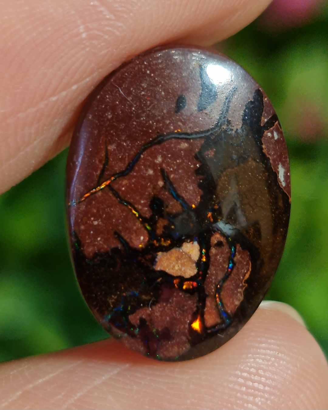 พลอย โบลเดอร์ โอปอล ออสเตรเลีย Australian Boulder Opal 10.22 กะรัต (Cts.) พลอยแท้ อัญมณีมงคลประจําวันเกิด เครื่องประดับพลอย