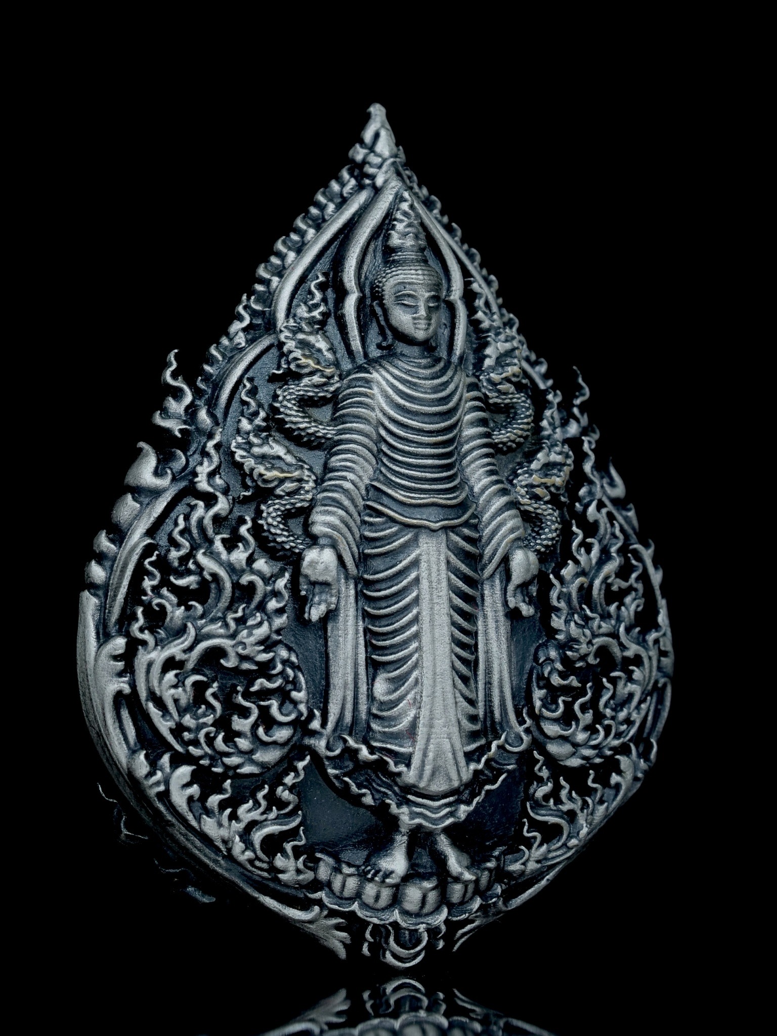 พระพุทธประทานพร รุ่น พุทธบารมี รหัส11 เนื้อบรอนซ์ชุบเงินซาติน องค์ลงยาจีวร