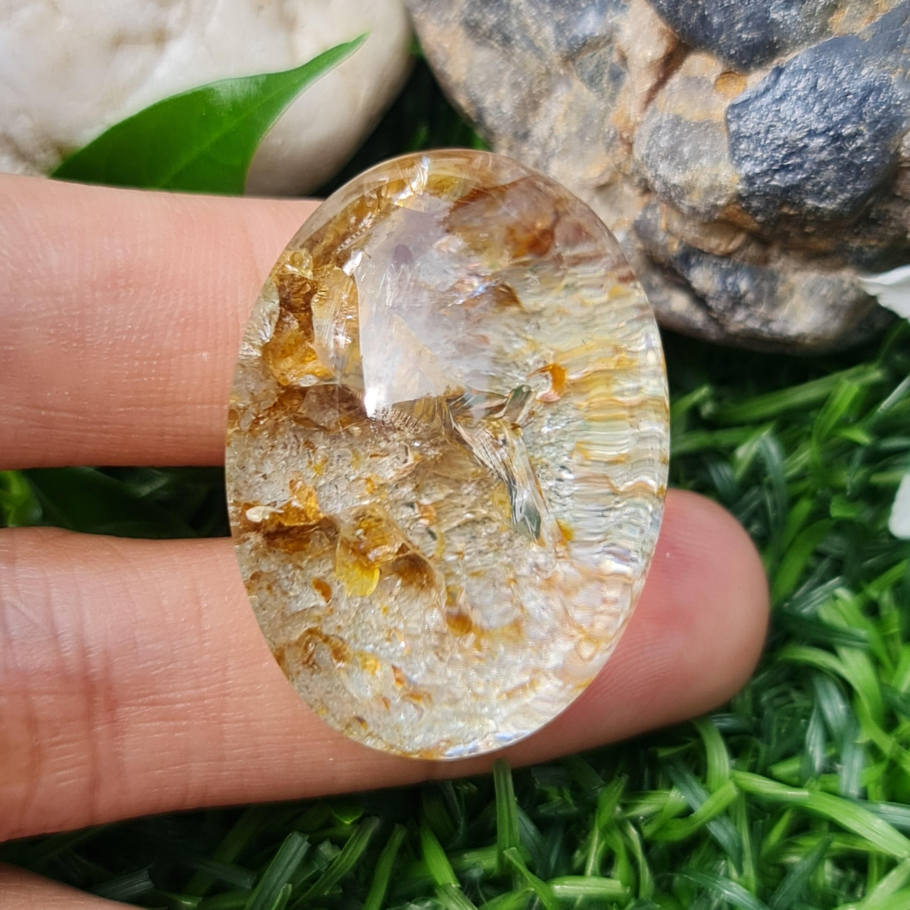 โป่งข่าม ควอตซ์ Rutilated Quartz 103.05 กะรัต Cts. พลอยแท้ อัญมณีมงคลประจําวันเกิด เครื่องประดับพลอย