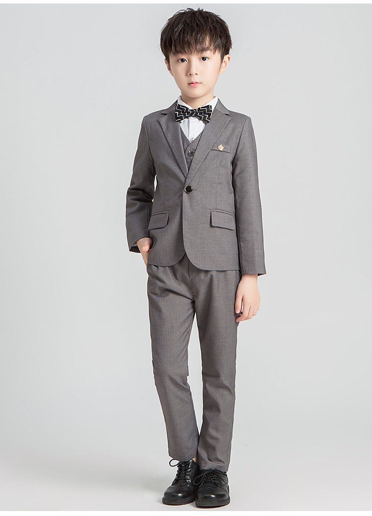 เช่า ชุดสูทเด็กชาย สีเทา กระดุมเดียว ทรงคลาสสิก