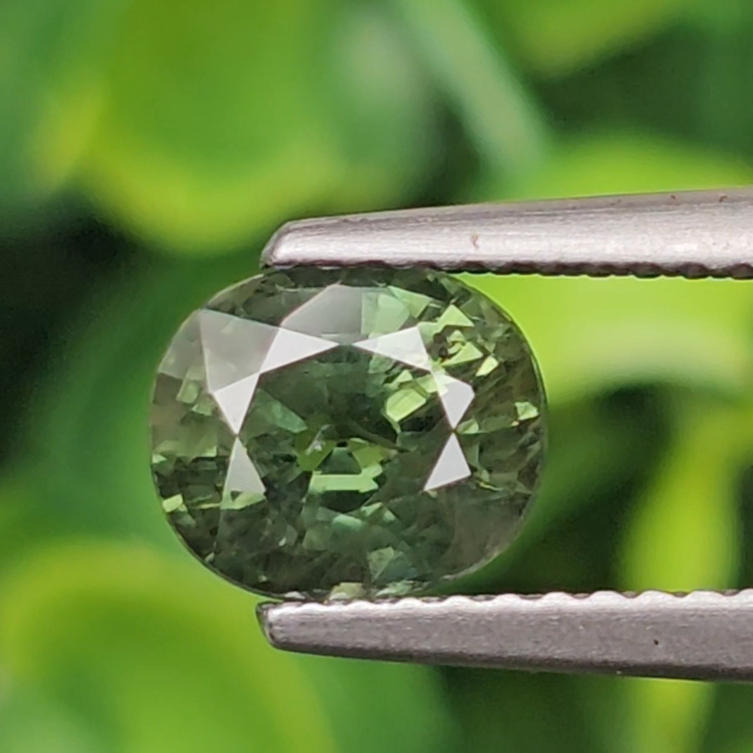 พลอย เขียวส่อง Green Sapphire 1.63 กะรัต (Cts.) พลอยแท้ อัญมณีมงคลประจําวันเกิด เครื่องประดับพลอย
