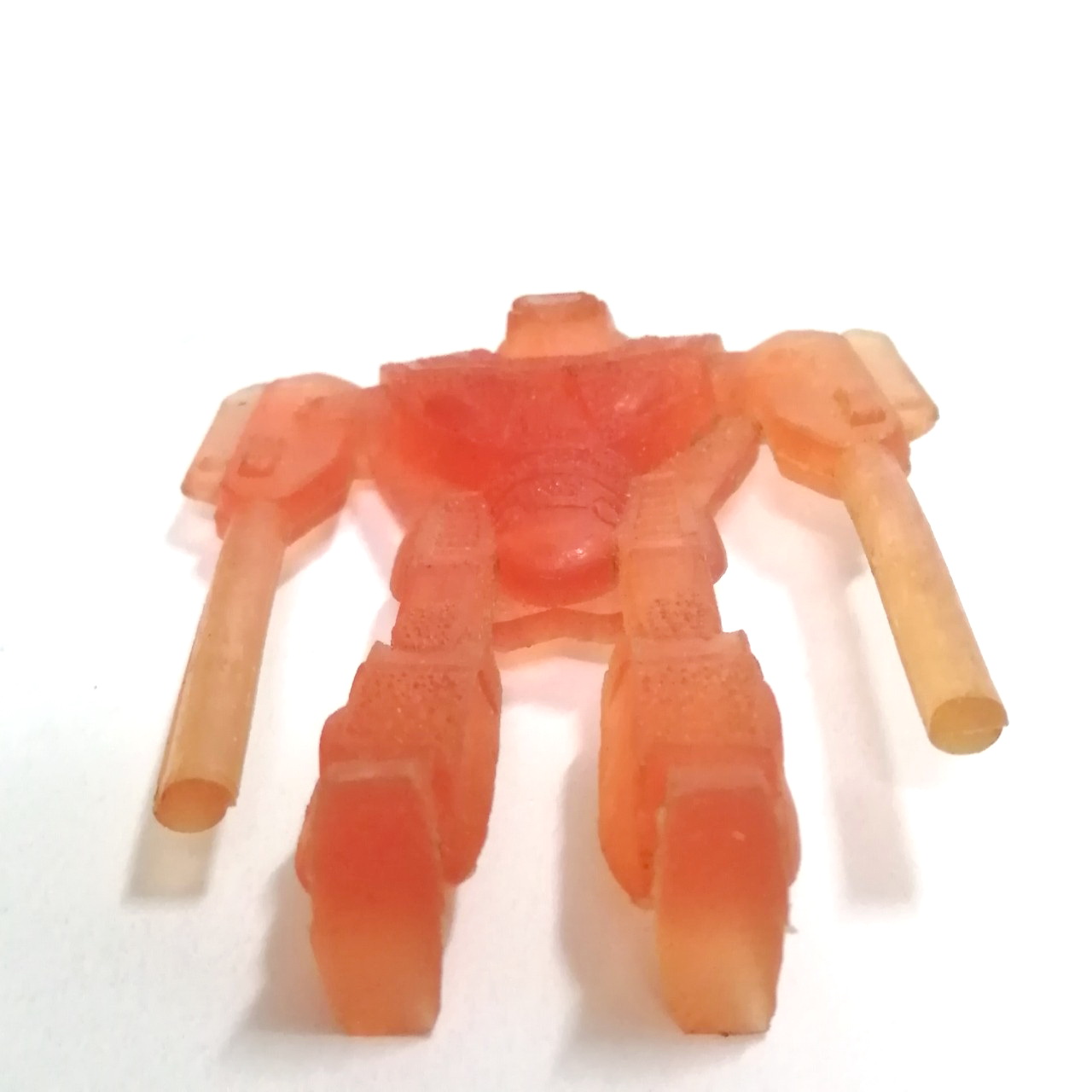 ตุ๊กตุ่นยางขนาด2.5นิ้ว หุ่นมาครอส สีส้ม ขนาดตามรูป งานเก่าเก็บ