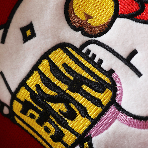 เสื้อไหมพรมคอเต่า แขนยาว ปักผ้ากำมะหยี่ลายแมว (12269B)