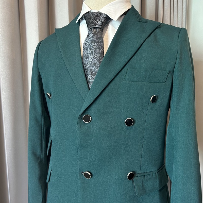 เช่า ชุดสูทชาย สีเขียวเข้ม 4 กระดุม เซต 2 ชิ้น(ไม่มีเสื้อกั๊ก)