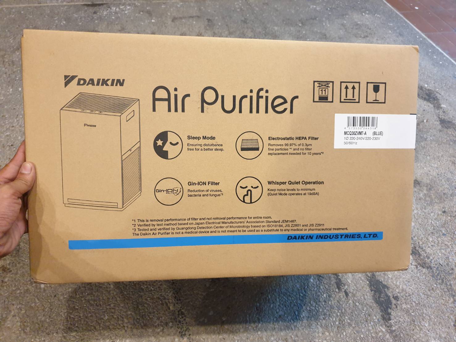 เครื่องฟอกอากาศรุ่น MCQ30ZVM7-A. Daikin (Air Purifier) สำหรับพื้นที่ 23 ตร.ม. รุ่น MCQ30ZVM7-A.