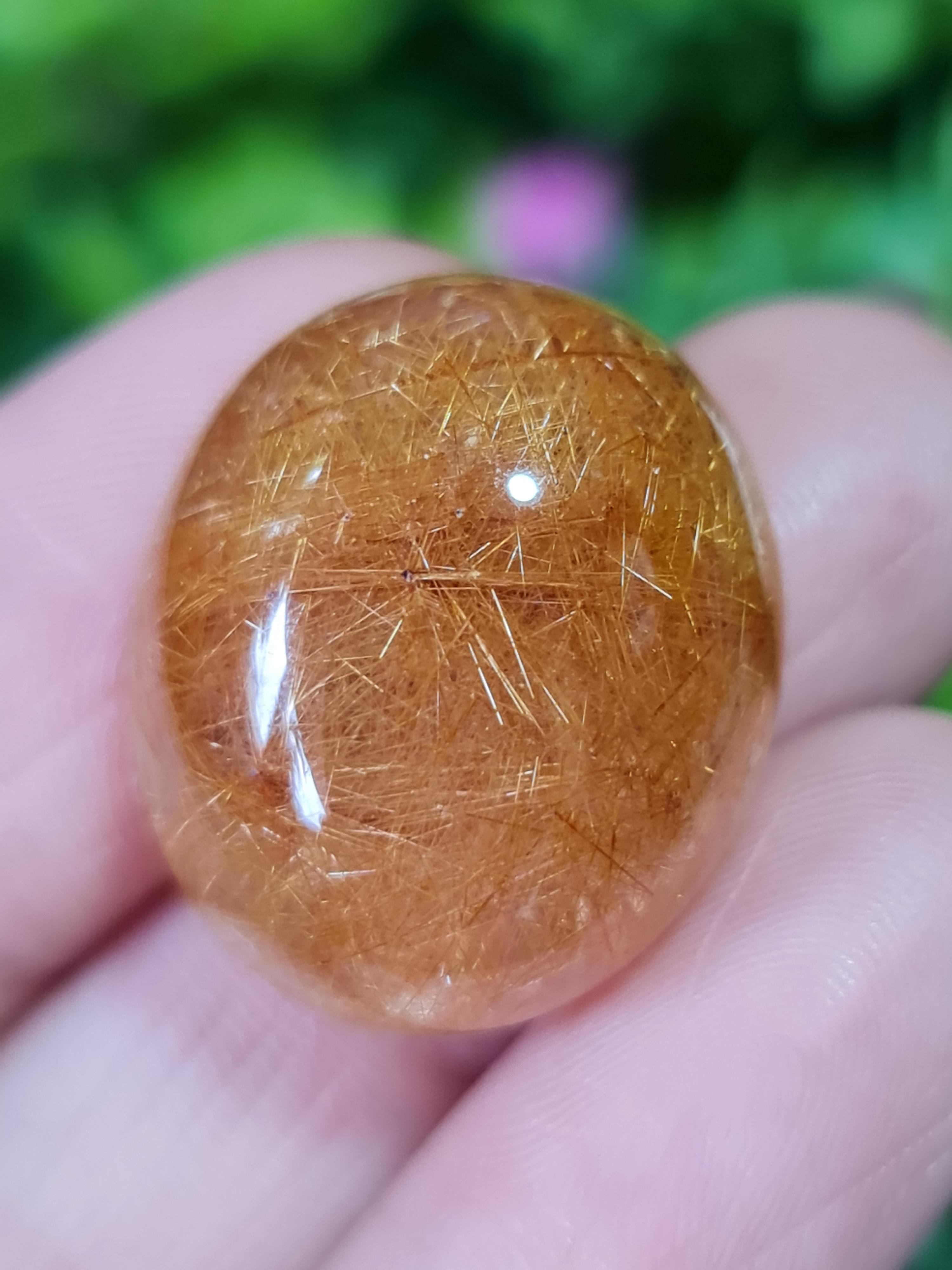 ไหมทอง ควอตซ์ Golden Rutilated Quartz 34.84 กะรัต Cts.พลอยแท้ อัญมณีมงคลประจําวันเกิด เครื่องประดับพลอย