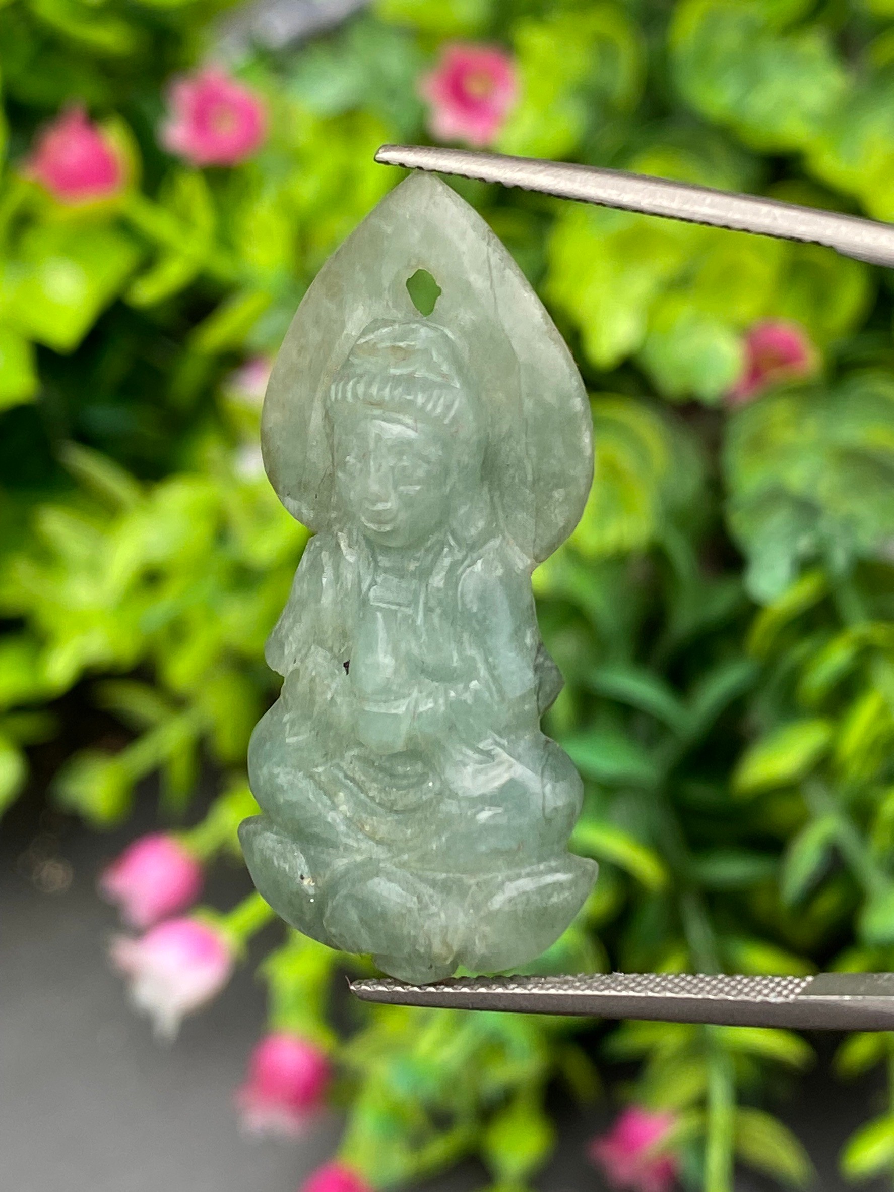 หยก แกะสลัก รูป เจ้าแม่กวนอิม (Burmese jadeite) 26.83 กะรัต (cts.) หยก พม่า แท้