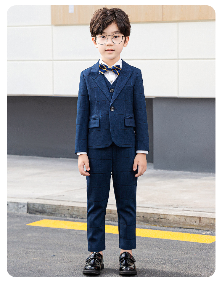 เช่า ชุดสูทเด็กชาย สีน้ำตาลลายตาราง