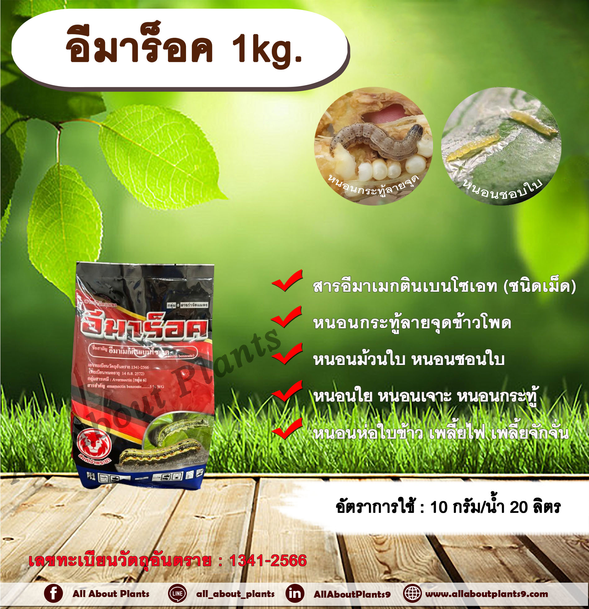 อีมาร็อค 1kg. อีมาเมกตินเบนโซเอต สารกำจัดแมลง สารกำจัดหนอน หนอนกระทู้ลายจุดข้าวโพด หนอนม้วนใบ หนอนชอนใบ หนอนเจาะ หนอนกระทู้ หนอนห่อใบข้าว เพลี้ยไฟ เพลี้ยจักจั่น ถุง