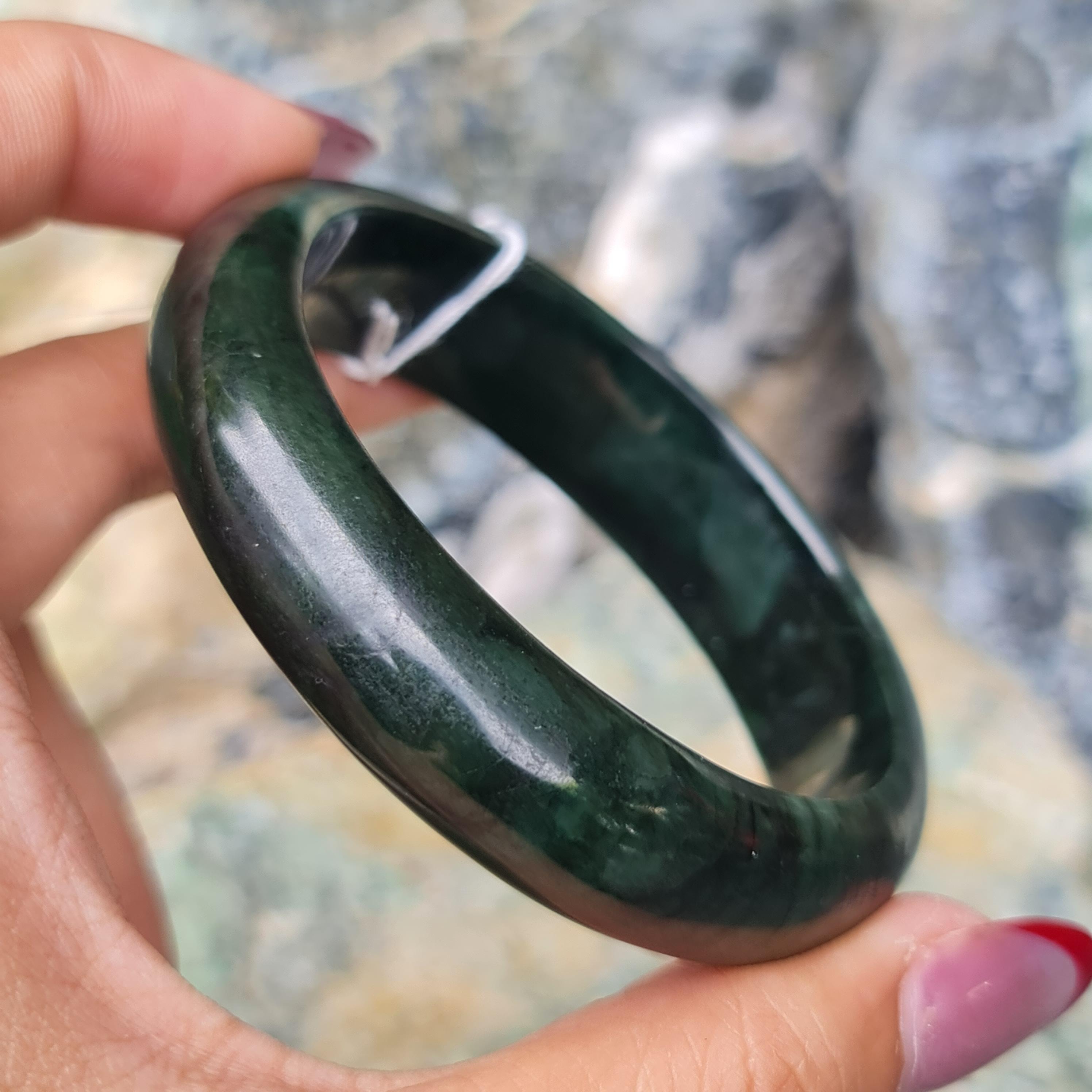 JB6804072 หยก พม่า แท้ Jade กำไลหยก 57.4 มม. (Jadeite bracelet) พม่า (Myanmar)