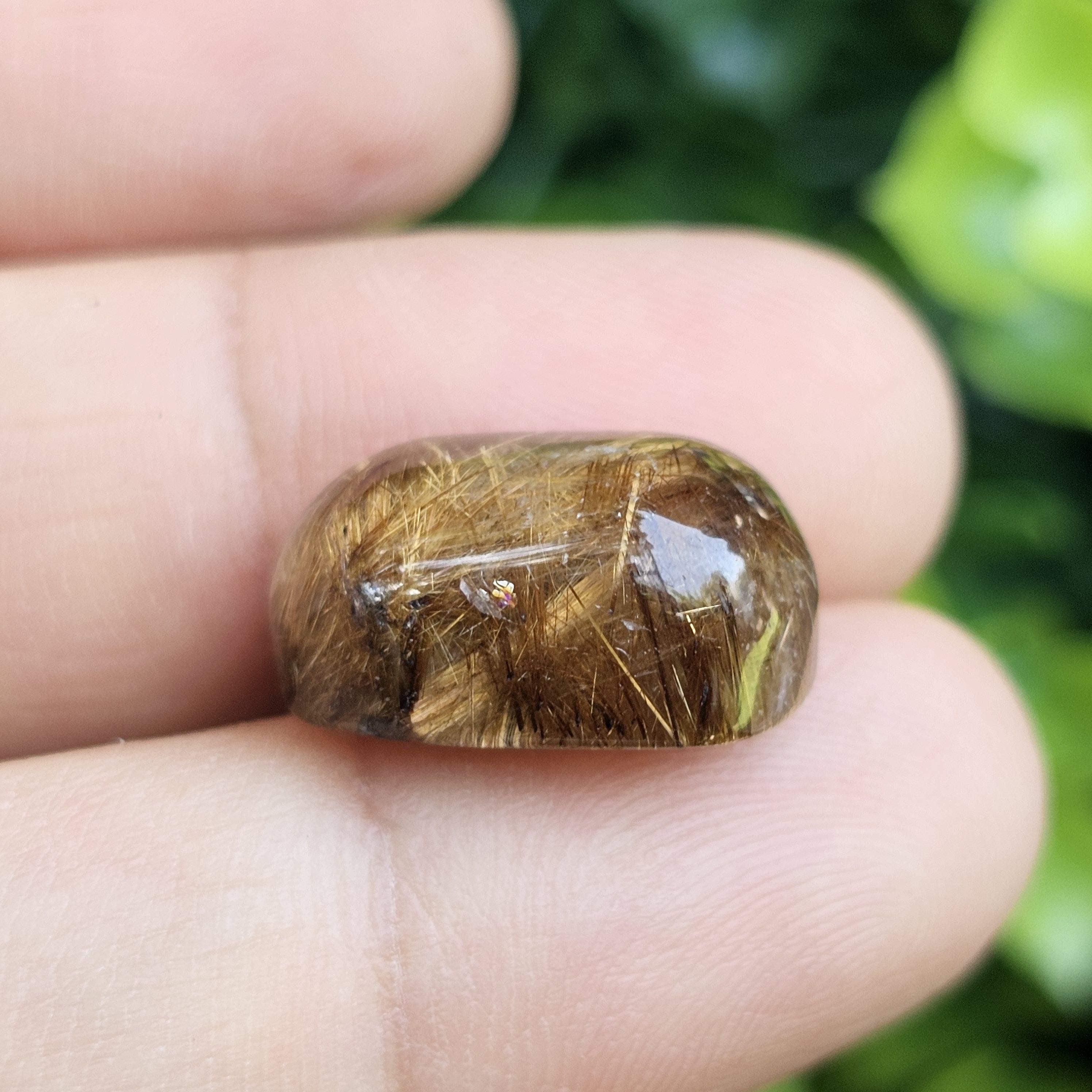ไหมทอง ควอตซ์ Golden Rutilated Quartz 15.89 กะรัต Cts.พลอยแท้ อัญมณีมงคลประจําวันเกิด เครื่องประดับพลอย