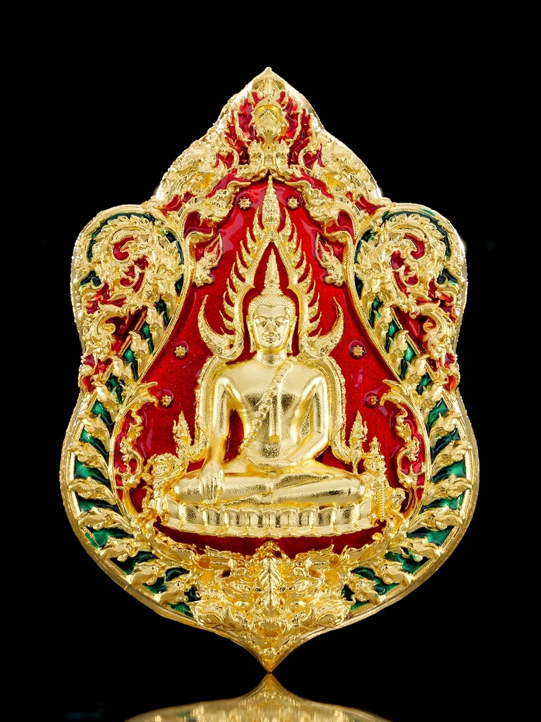 เหรียญเสมาพระพุทธชินราช รุ่น จตุมหามงคล666ปี รายการพิเศษศูนย์จอง เนื้อบรอนซ์ชุบทองลงยา (ด้านหน้า/พระพุทธชินราช ด้านหลัง/พญานาค)