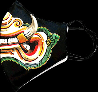 หน้ากากผ้า ลายยักษ์ตรีเศียร