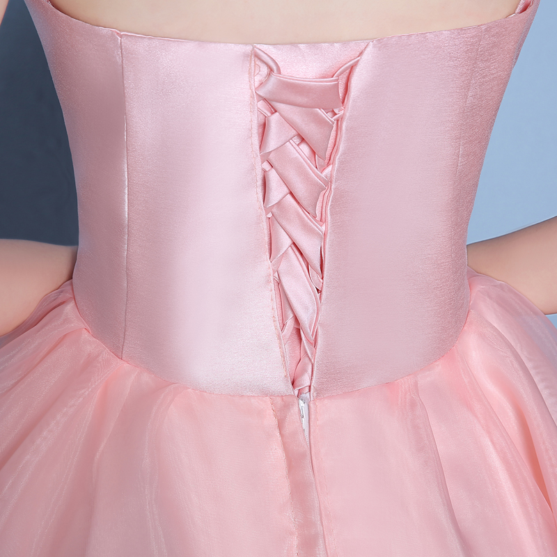 Pro-orderชุดแฟนซีชุดราตรีสั้นเกาะอกปักรูปดอกไม้กระโปรงพองสวยน่ารักมาก