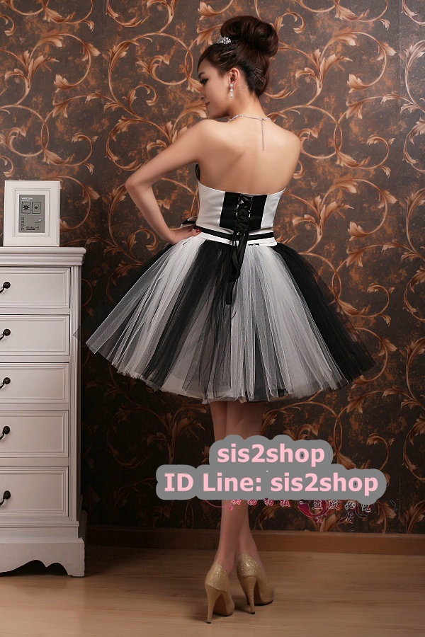 พร้อมเช่า ชุดแฟนซี ชุดราตรีสั้น กระโปรงสุ่ม ลายทางริ้ว เก๋มาก มี 3 สี