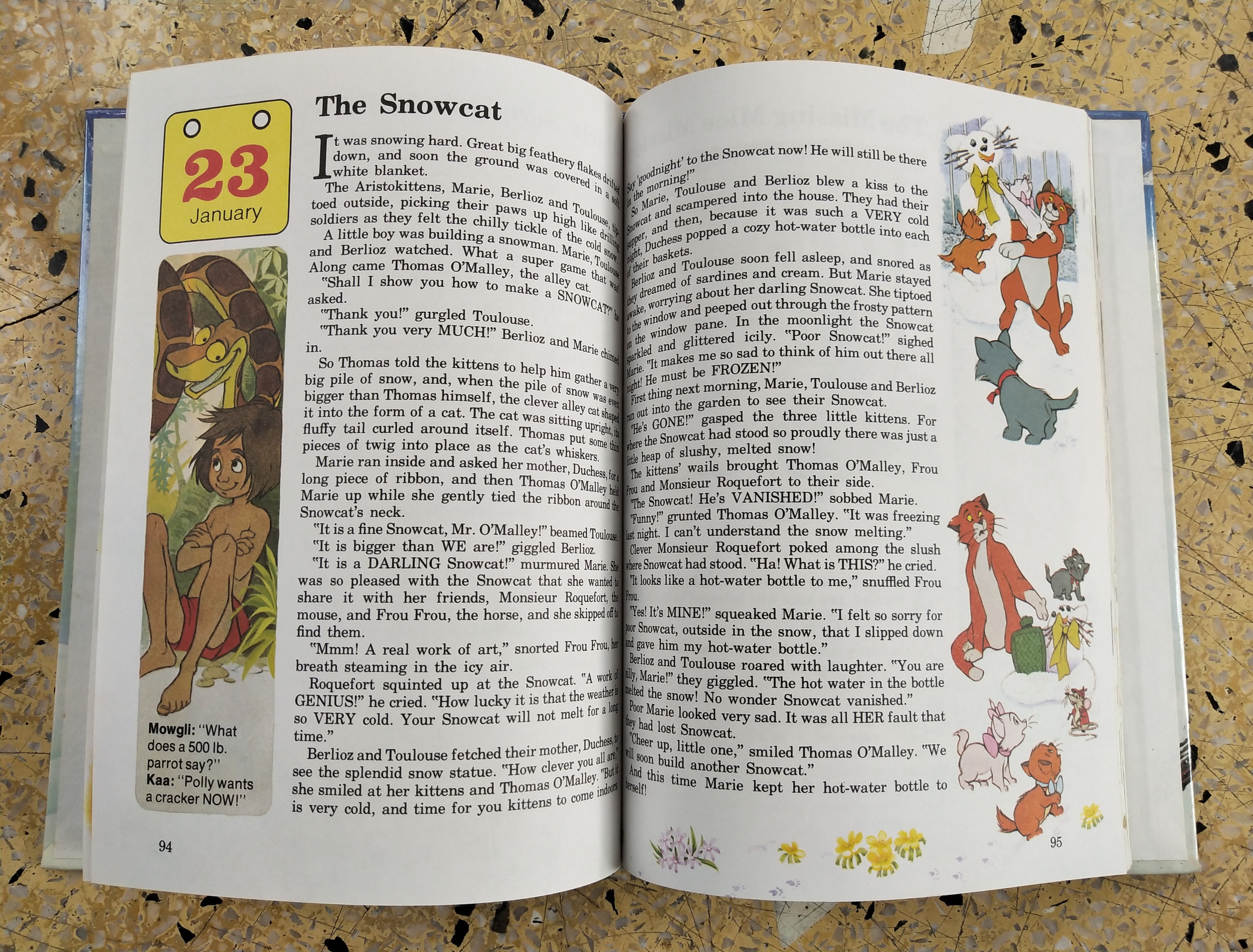 หนังสือภาพการ์ตูนดิสนีย์น่ารัก **หนังสิอเก่า มีตำหนิ โปรดตรวจสอบทุกภาพ ปกแข็ง ฉบับภาษาอังกฤษ เล่าเรื่องราวของทุกวันในฤดูหนาว ผ่านตัวการ์ตูนจากดิสนีย์ Story a Day for every day of the year ,Winter