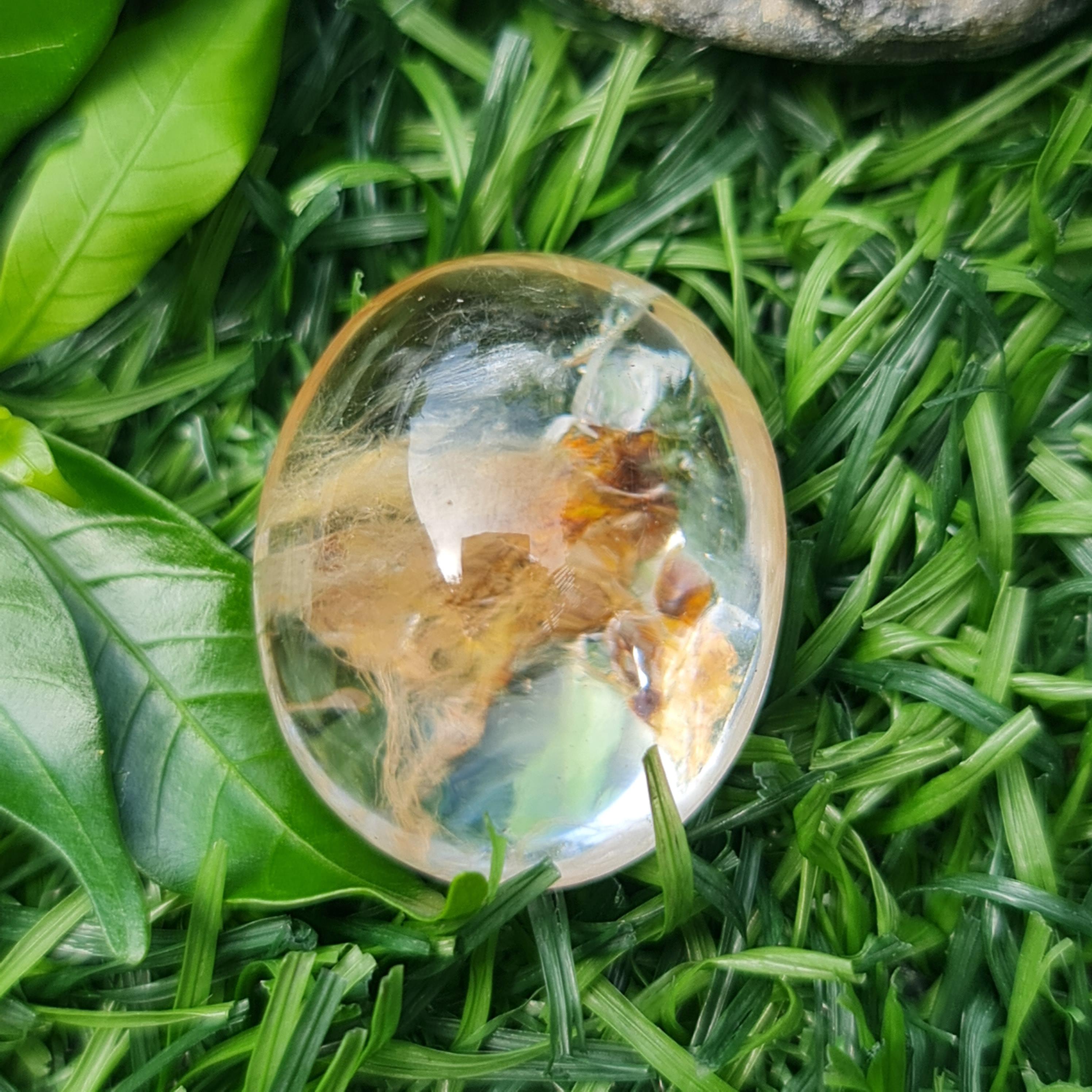 โป่งข่าม ควอตซ์ Rutilated Quartz 59.52 กะรัต Cts. พลอยแท้ อัญมณีมงคลประจําวันเกิด เครื่องประดับพลอย