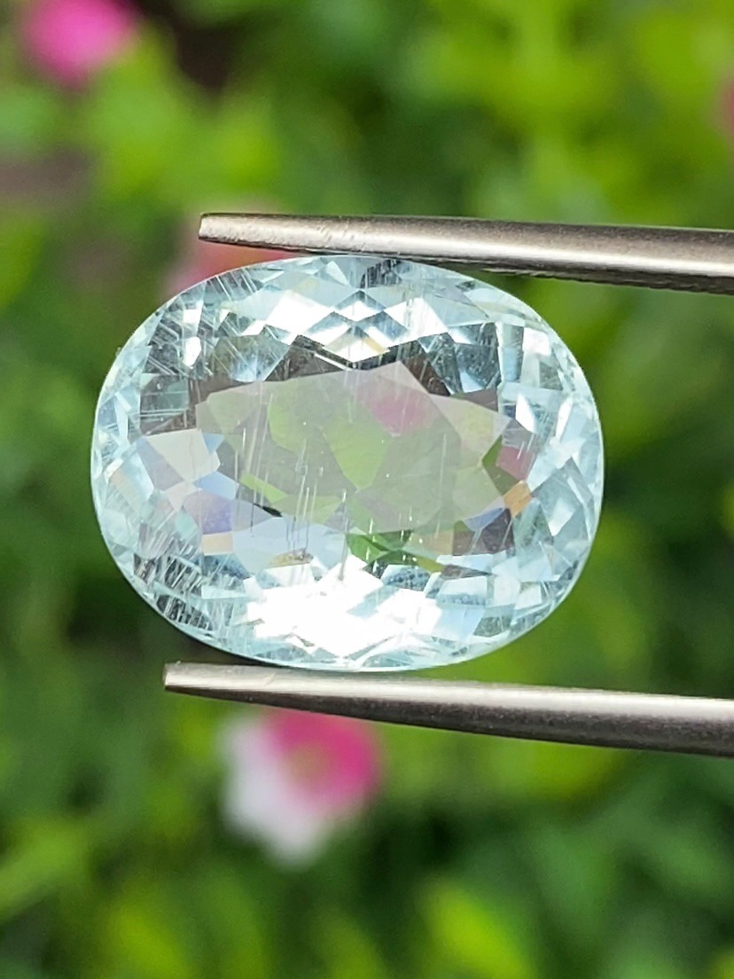 พลอย อความารีน Aquamarine 8.47 กะรัต (Cts.) พลอยแท้ อัญมณีมงคลประจําวันเกิด เครื่องประดับพลอย