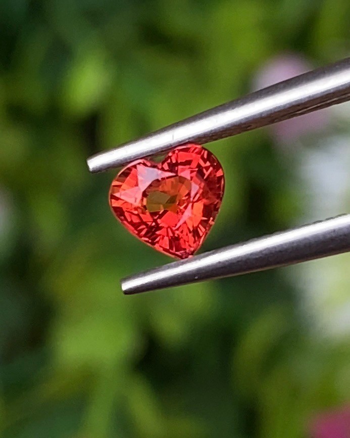 พลอย ออเรนจ์ แซฟไฟร์ Orange Sapphire 0.59 กะรัต (Cts.) พลอยแท้ อัญมณีมงคลประจําวันเกิด เครื่องประดับพลอย