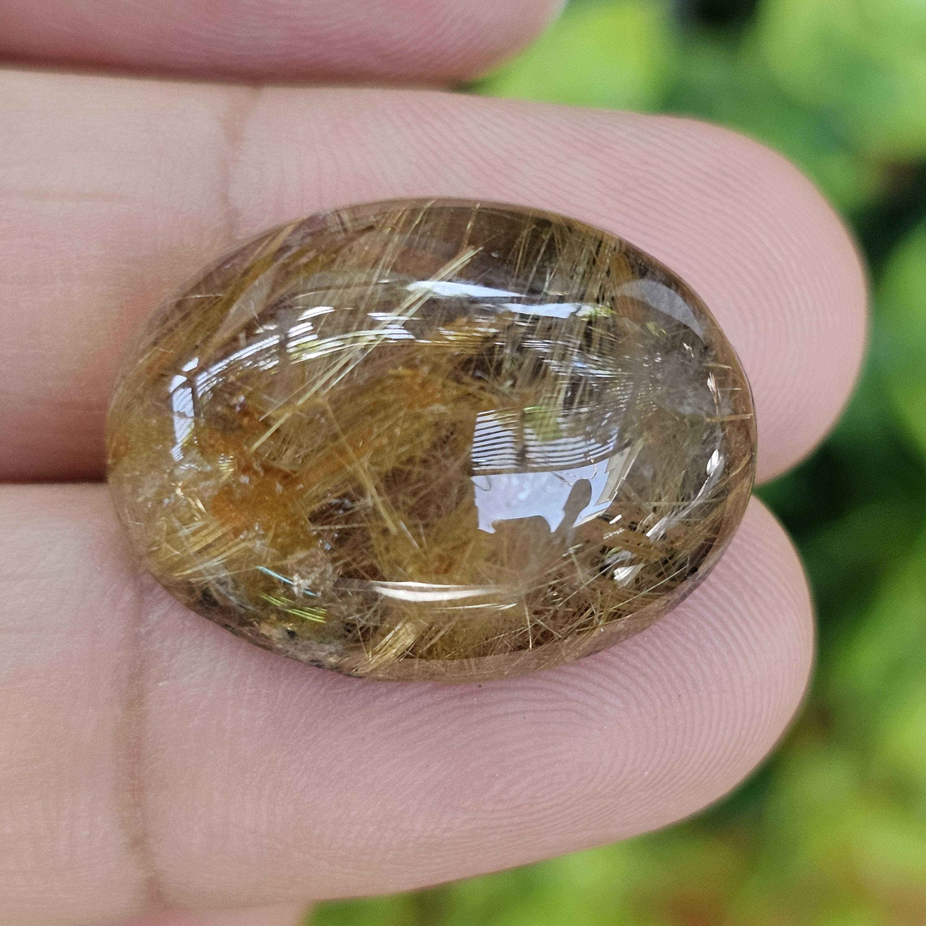ไหมทอง ควอตซ์ Golden Rutilated Quartz 27.54 กะรัต Cts.พลอยแท้ อัญมณีมงคลประจําวันเกิด เครื่องประดับพลอย