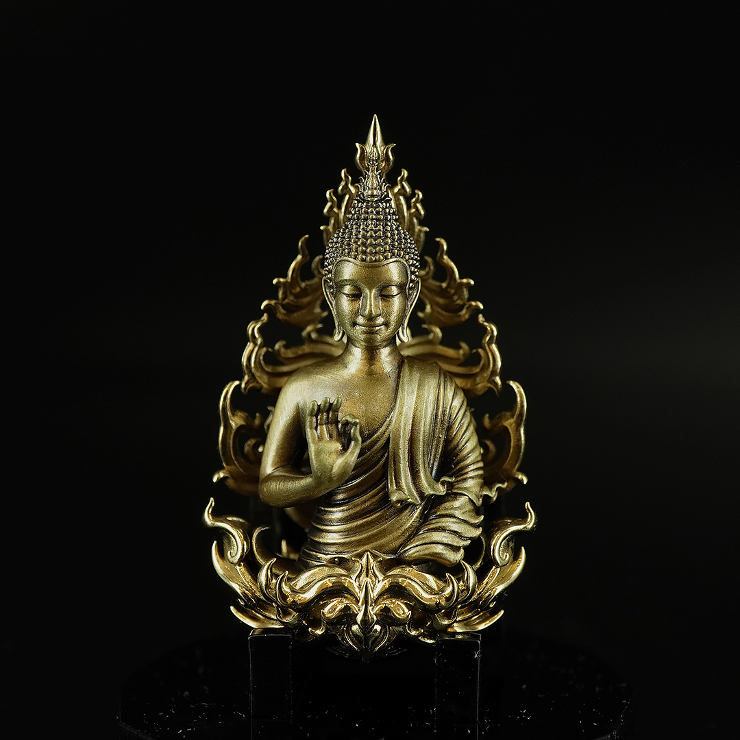 พระพุทธอโรคยา พิมพ์ใหญ่ เนื้อบรอนซ์รมดำปัดสว่าง