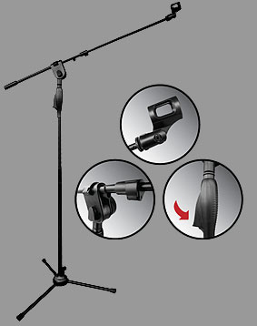 NTS ST-101 ขาไมค์บูม ตั้งพื้น Auto-lock microphone stand with boom,