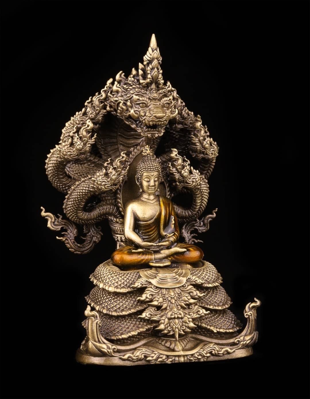 พระพุทธศรีเทวานาคราช รหัส 1.16 เนื้อสัมฤทธิ์เหลืองรมซาติน ลงยาจีวร