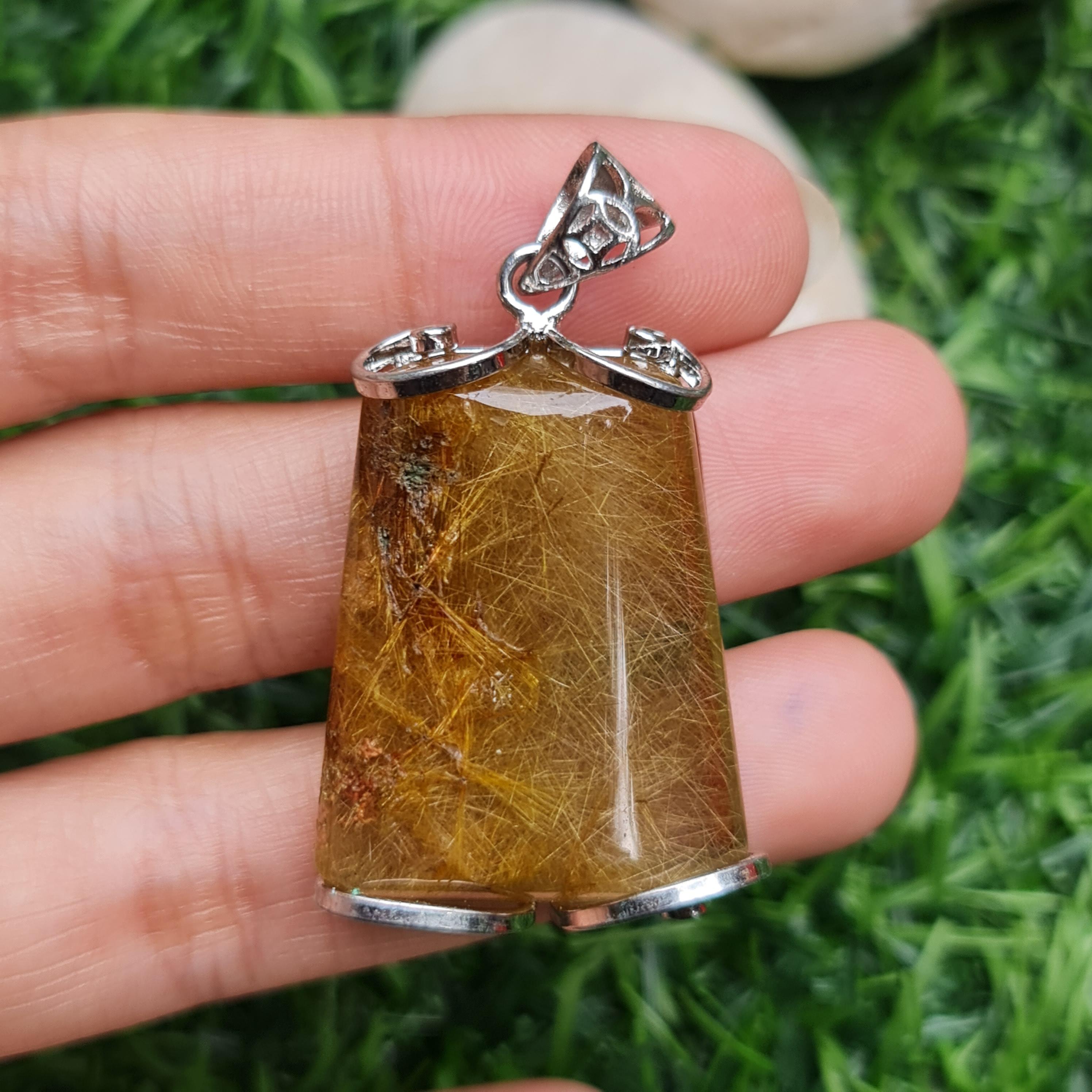 จี้ไหมทอง (Golden Rutilated Quartz) 78.42 กรัม g.พลอยแท้ อัญมณีมงคลประจําวันเกิด เครื่องประดับพลอย