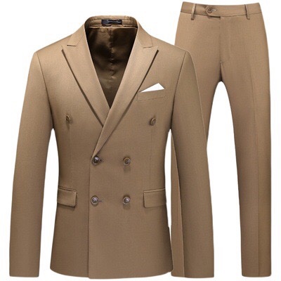 เช่า ชุดสูทชาย สูทสีน้ำตาล Coffee Brown กระดุม 2 แถว Double-breasted Suit