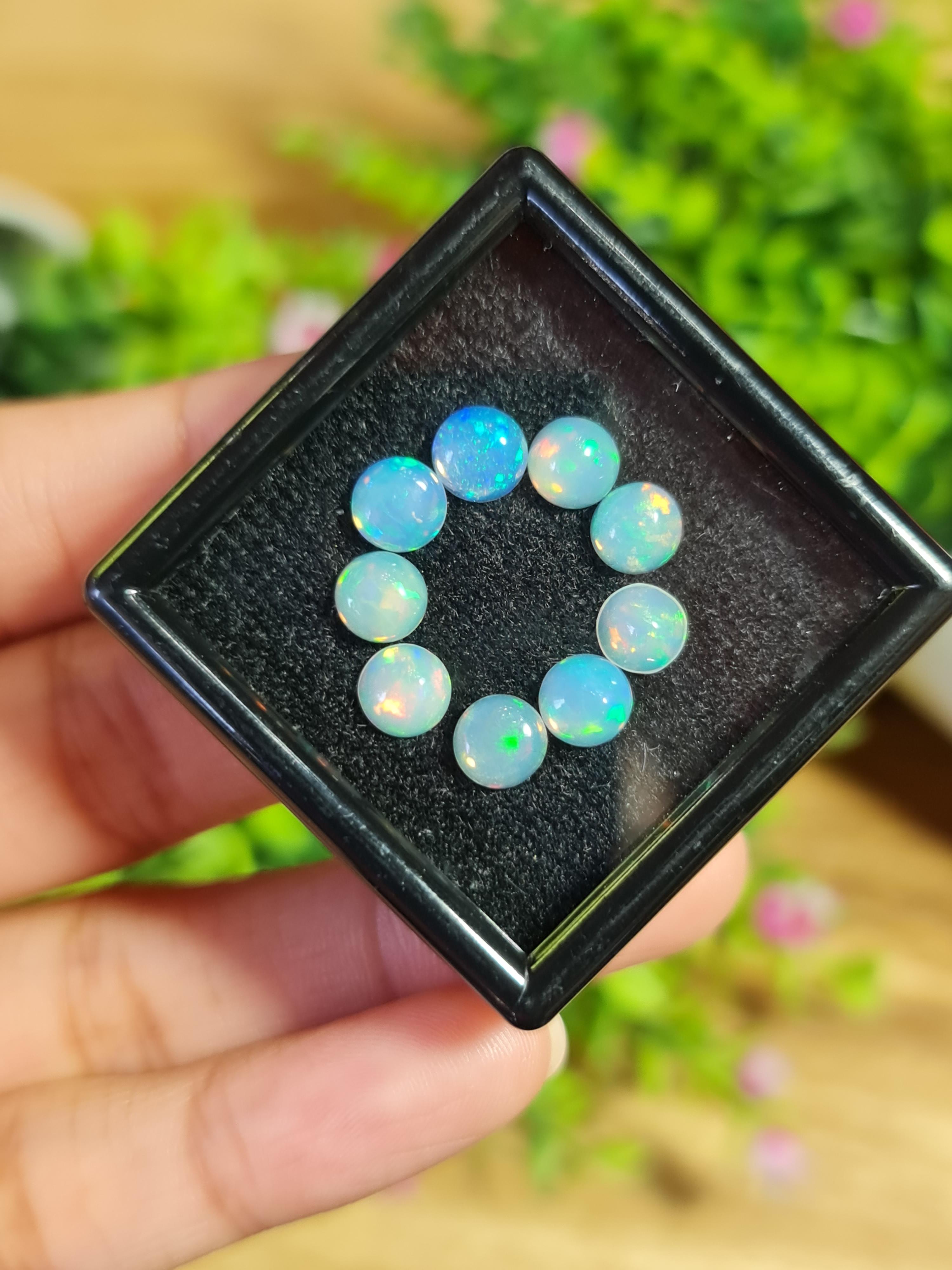 พลอย โอปอล Opal 9 เม็ด (Pcs.) 4.67 กะรัต (Cts.)พลอยแท้ อัญมณีมงคลประจําวันเกิด เครื่องประดับพลอย