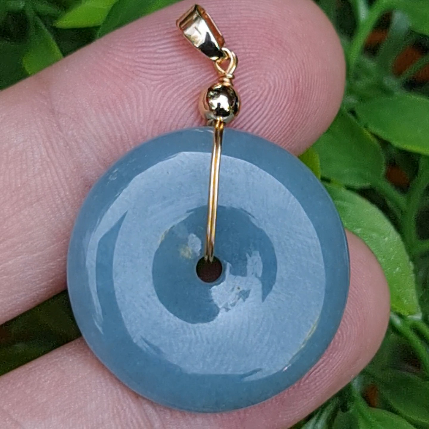 หยก จี้โดนัทหยก 37.60 Cts. (Bi Disc Jade) หยกแท้ อัญมณีมงคลประจําวันเกิด เครื่องประดับพลอย