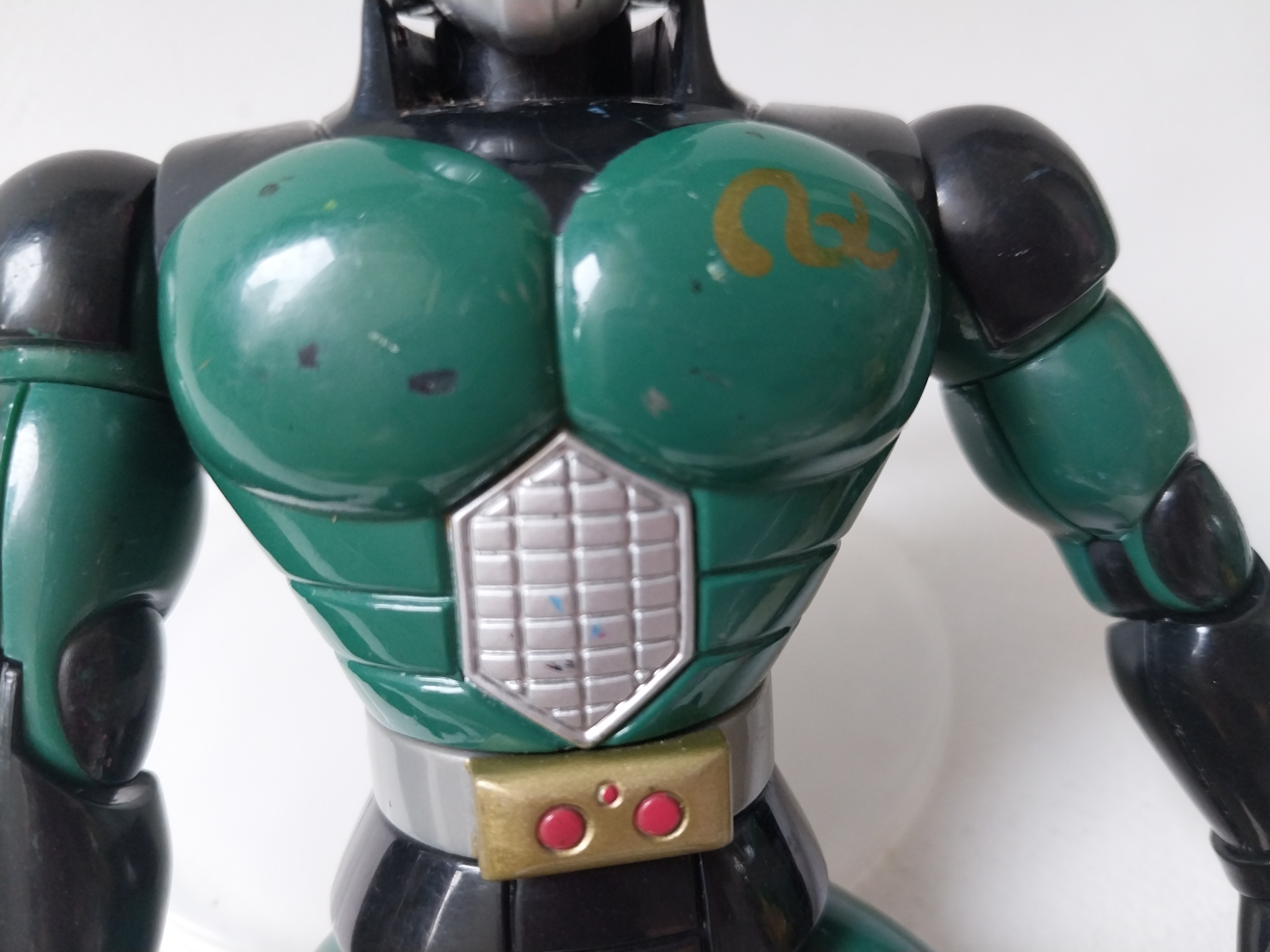 มีหลายภาพ ,**ไม่มีเขา มือชำรุด สีมีรอยบ้าง ตามภาพ มาส์คไรเดอร์แบล๊ค RX Posable Action Figure ขนาด 8 นิ้ว ข้อต่อทั้งตัว ไม่หลวม