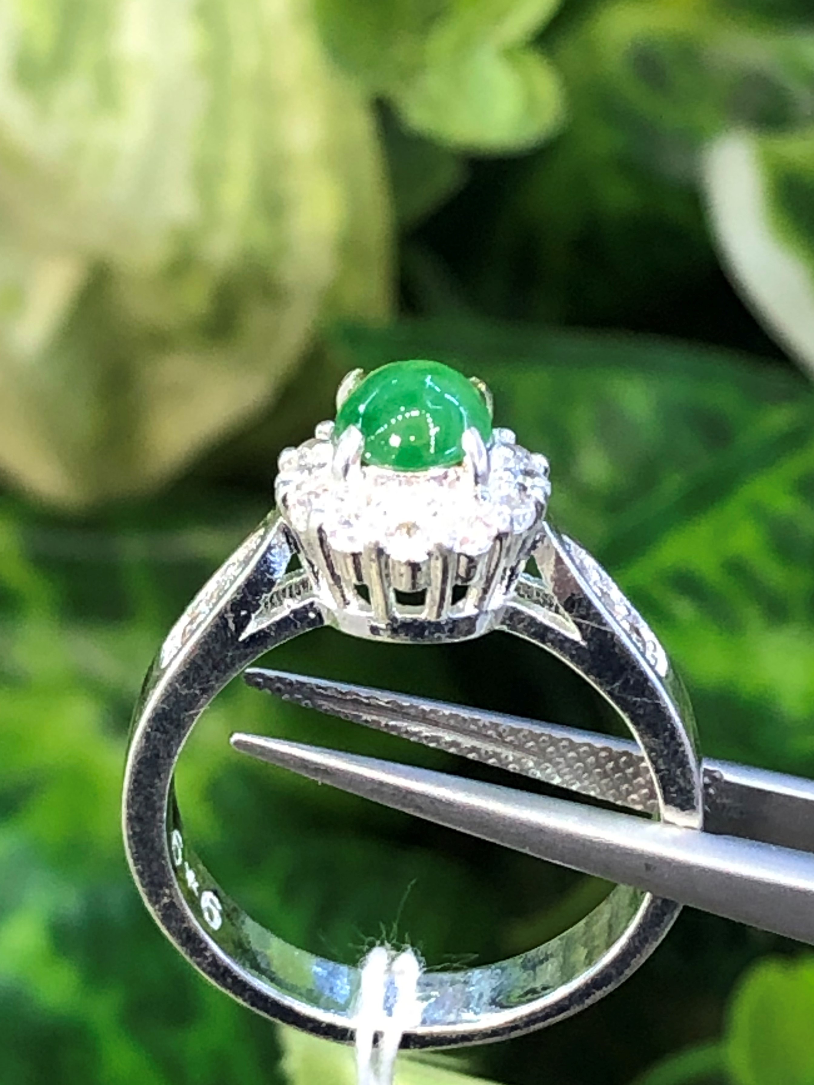 หยก พม่า แท้ Jade แหวนหยก (jadeite Ring) ดิบ (Size) 59 ไม่ผ่านการปรับปรุง (Type A) พม่า (Myanmar)