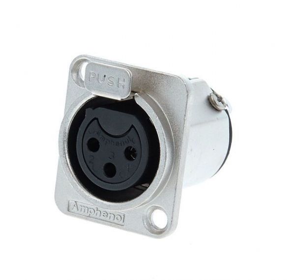 Amphenol AC3FDZ XLR 3 pole female, D flange, Stamped contacts, Nickel Finish