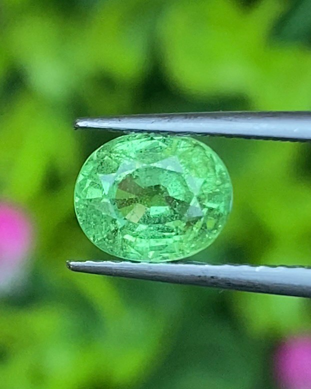 พลอย ซาโวไรท์ Tsavorite Garnet 1.39 กะรัต (Cts.) ดิบ Unheated พลอยแท้ อัญมณีมงคลประจําวันเกิด เครื่องประดับพลอย