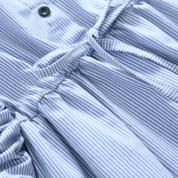 เดรสเชิ้ตแขนยาว เอวผูกจั๊ม แต่งปักลายแมว (12294LM)