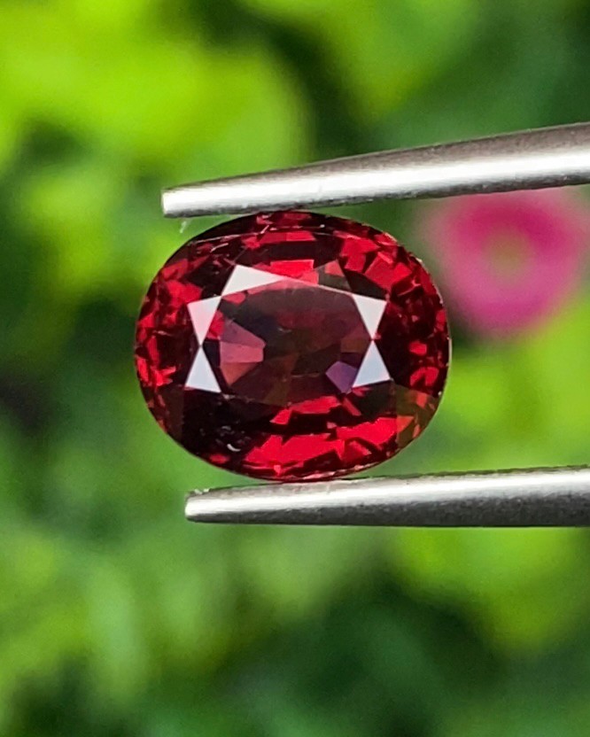 พลอย โรโดไลต์ กาเน็ท Rhodolite Garnet 2.25 กะรัต Cts.พลอยแท้ อัญมณีมงคลประจําวันเกิด เครื่องประดับพลอย