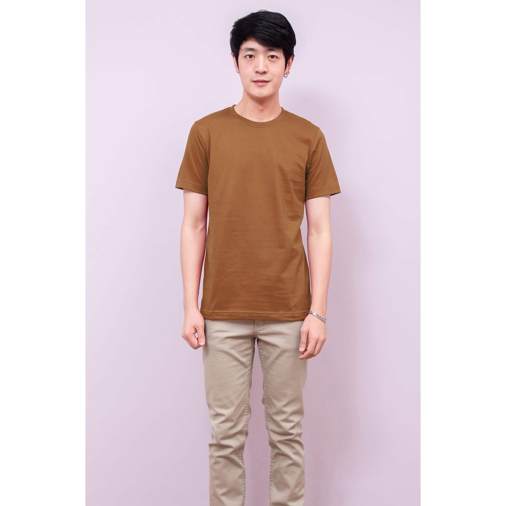 เสื้อยืด OV101 คอกลม ผ้าCotton100% 32 เนื้อนุ่ม ใส่สบาย สีเอสเปรสโซ