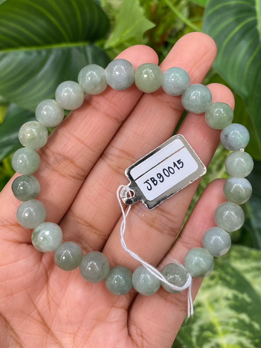 JB90015 หยก พม่า แท้ Jade กำไล ประคำหยก (Jadeite Beads Bracelet) พม่า (Myanmar)