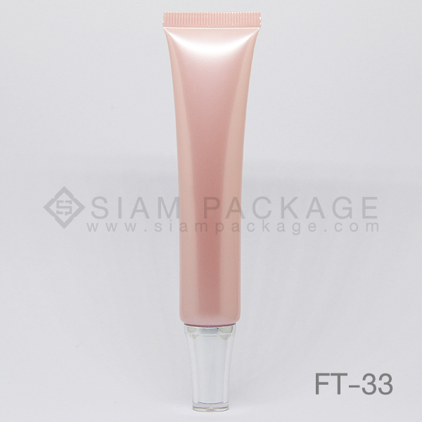 หลอดโฟมสีชมพู ฝาอะคริลิคสีเงิน หลอดครีม รหัส FT-33